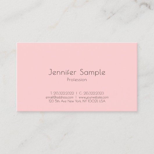 Carte De Visite Arrière - plan rose vif Moderne Modèle simple (Devant)