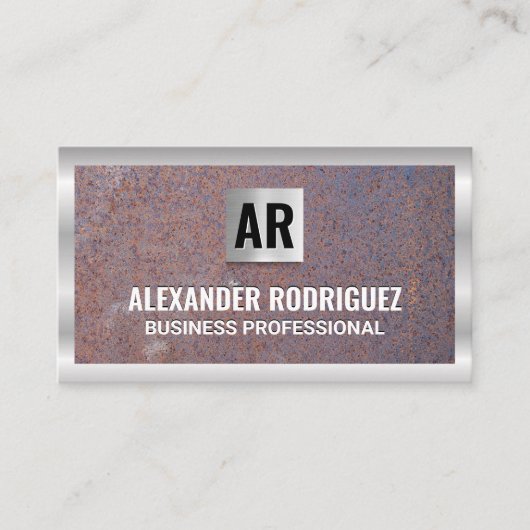 Carte De Visite Arrière - plan rouillé | Bordure métallique (Devant)