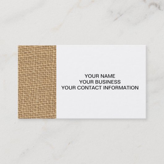 Carte De Visite Arrière - plan rustique de toile de jute imprimé (Devant)