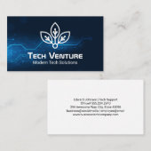 Carte De Visite Arrière - plan Tech Blue | Logo Techie (Devant / Derrière)