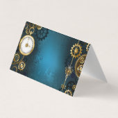 Carte De Visite Arrière - plan turquoise à vapeur avec Gears (Dos)