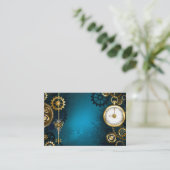 Carte De Visite Arrière - plan turquoise à vapeur avec Gears (Debout devant)