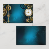 Carte De Visite Arrière - plan turquoise à vapeur avec Gears (Devant / Derrière)