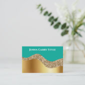 Carte De Visite Arrière - plan turquoise avec Or et Parties scinti (Debout devant)