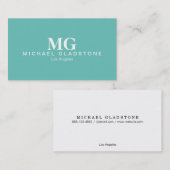 Carte De Visite Arrière - plan Turquoise Monogramme (Devant / Derrière)