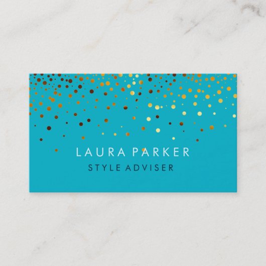 Carte De Visite Arrière - plan turquoise subtil de Faux de parties (Devant)