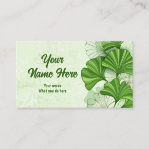 Carte De Visite Arrière - plan vert avec feuilles de Ginkgo biloba