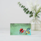 Carte De Visite Arrière - plan vert de la tulipe rouge (Debout devant)