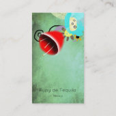 Carte De Visite Arrière - plan vert de la tulipe rouge (Dos)