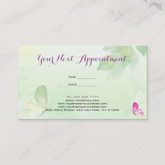 Carte De Visite Arrière - plan vert printemps (Dos)