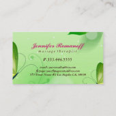 Carte De Visite Arrière - plan vert printemps avec papillon (Dos)