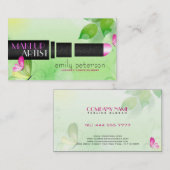 Carte De Visite Arrière - plan vert printemps avec symbole de beau (Devant / Derrière)