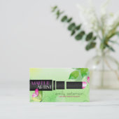 Carte De Visite Arrière - plan vert printemps avec symbole de beau (Debout devant)