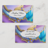 Carte De Visite Arrière - plan violet, bleu et or (Devant / Derrière)