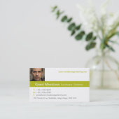 Carte de visite arrière vert/blanc simple (Debout devant)