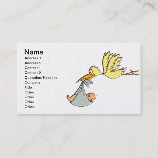 Carte De Visite Arrivée nouveau-née de bébé - une livraison de (Devant)