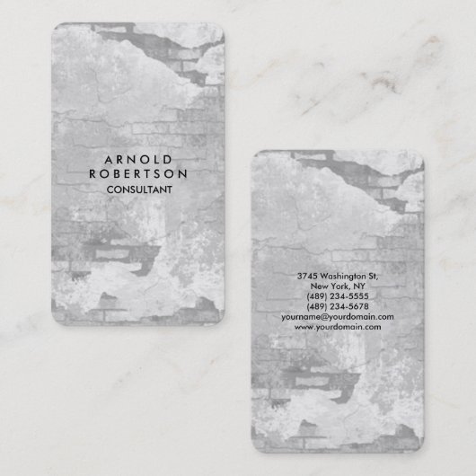 Carte De Visite Arrondi Corner Grey Mur élégant unique (Devant / Derrière)