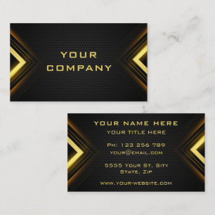 Carte De Visite Arrow Or Lights Golden Luxe Noir Professionnel