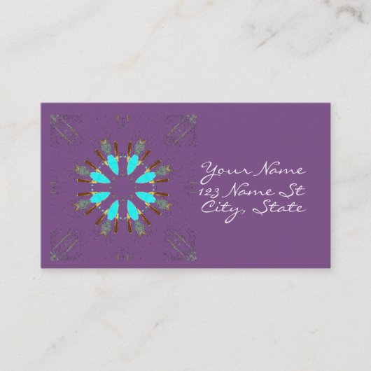 Carte De Visite Arrowhead Feathers Pow-wow Motif Thunder_Cove (Devant)