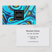 Carte De Visite Art abstrait de cool bleu moderne de graffiti (Devant / Derrière)