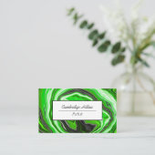 Carte De Visite Art Abstrait de fluides vert et noir (Debout devant)