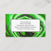 Carte De Visite Art Abstrait de fluides vert et noir (Dos)