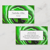 Carte De Visite Art Abstrait de fluides vert et noir (Devant / Derrière)