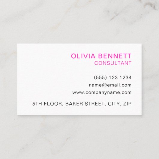 Carte De Visite Art Abstrait en marbre rose vif (Dos)