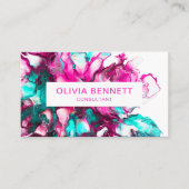 Carte De Visite Art Abstrait en marbre rose vif (Devant)