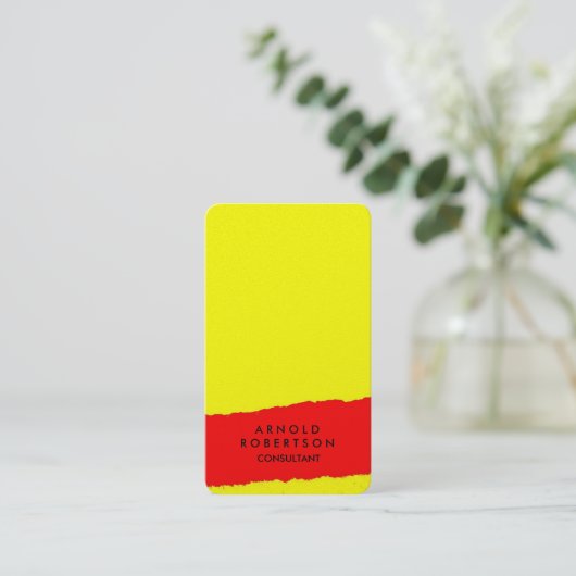 Carte De Visite Art Abstrait jaune créatif (Debout devant)