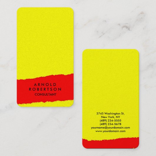 Carte De Visite Art Abstrait jaune créatif (Devant / Derrière)