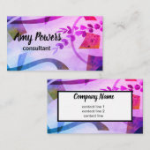 Carte De Visite art abstrait moderne chic violet et bleu (Devant / Derrière)