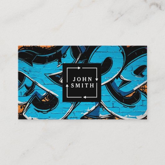 Carte De Visite Art Abstrait Moderne Graffiti Bleu (Devant)