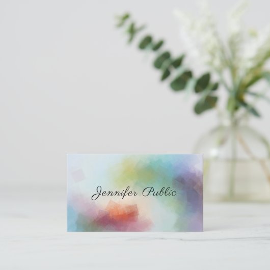Carte De Visite Art Abstrait moderne manuscrit Élégant Script (Debout devant)