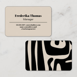 Carte De Visite Art Abstrait moderne minimaliste noir et crème