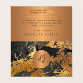 Carte De Visite Art Abstrait peinture moderne cuivre noir monogram (Extérieur déplié)