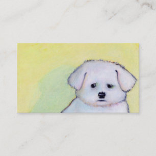 Carte De Visite Art blanc de chien dessinant le chiot inquiété p