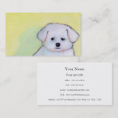 Carte De Visite Art blanc de chien dessinant le chiot inquiété peu (Devant / Derrière)