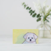 Carte De Visite Art blanc de chien dessinant le chiot inquiété peu (Debout devant)