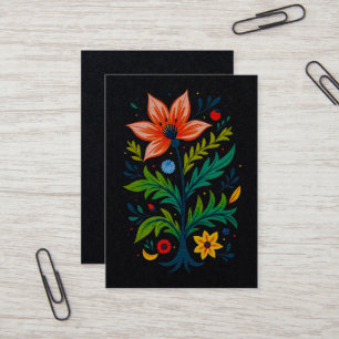Carte De Visite Art botanique sombre folklorique floral vibrant et