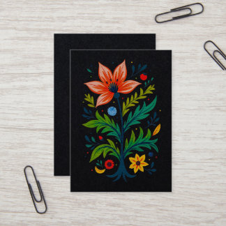 Carte De Visite Art botanique sombre folklorique floral vibrant et