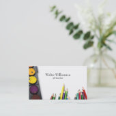 Carte De Visite Art coloré enseignant peinture et fournitures Desi (Debout devant)