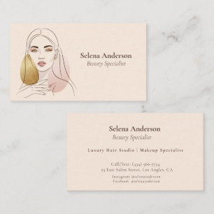 Carte De Visite Art de ligne de salon de coiffure de maquillage ch