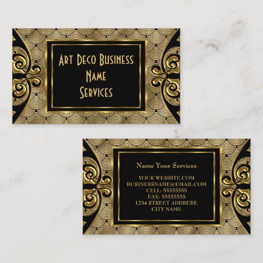 Carte De Visite Art Déco Art Déco moderne Noir 1930 (Devant / Derrière)