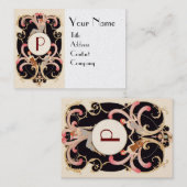 CARTE DE VISITE ART DÉCO BEAUTÉ MODE COSTUME DESIGNER MONOGRAMME (Devant / Derrière)