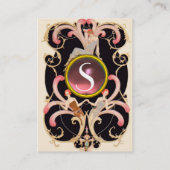 CARTE DE VISITE ART DÉCO BEAUTÉ MODE ROSE ROSE MONOGRAMME EN PIERR (Dos)