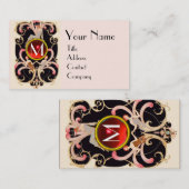 CARTE DE VISITE ART DÉCO BEAUTÉ MODE ROUGE RUBY GEMSTONE MONOGRAMM (Devant / Derrière)