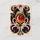 CARTE DE VISITE ART DÉCO BEAUTÉ MODE ROUGE RUBY GEMSTONE MONOGRAMM (Dos)