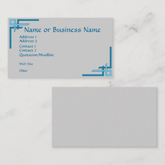 Carte de visite Art Déco Bleu Simplement Sophistiq (Devant / Derrière)