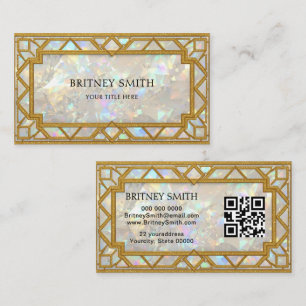 Carte De Visite Art déco élégant moderne opale beige agate